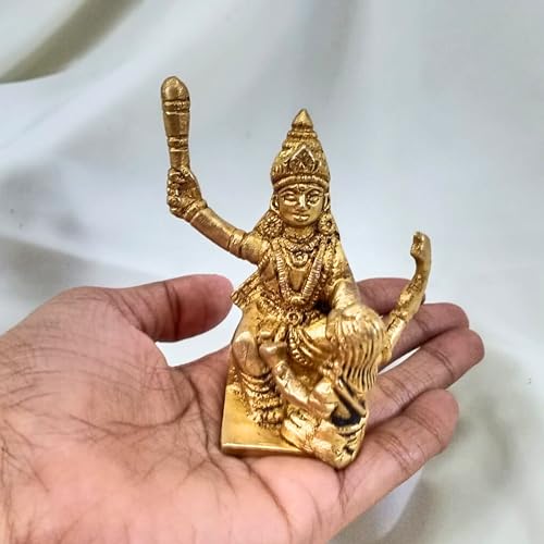 Figura de Diosa Hindú Maa Baglamukhi de Latón 3 pulgadas miniatura 2