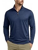 Boladeci Mens Pullover Quarter Zip Fleece Long Sleeve Golf Shirts for Men Lightweight Casual Sweaters Pullovers 1/4 3/4 1/2 Half Zip Sweatshirts Blue
