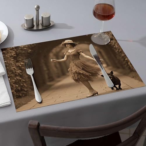 Set de table jaune lot de 6 au style vintage avec texte anglais inspirant