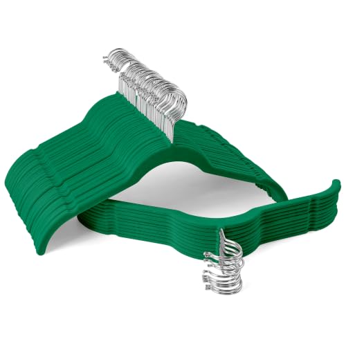 Velvet Hangers 50 Pack, Non-Slip Slim Felt Clothes Hangers Emerald Green
