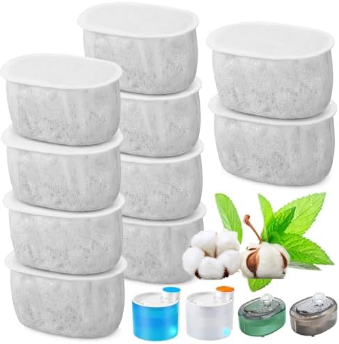 10pcs Ersatzfilter, Katzen-Trinkbrunnen,2L/67oz Automatischer Katzenbrunnen Haustierwasserspenderfilter Trinkbrunnenzubehör (W300/W500)