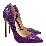 Absatzhöhe: 12 cm/4,7 Zoll WOkismD Damen Pumps mit spitzer Spitze und geschlossener Spitze, High Heels, Stilettos, Bequeme Business-Pumps, 11 cm, seitlicher Schnitt, Hochzeits- und Partyschuhe,Lila,38