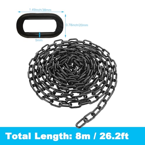 AKOLAFE 26.2 ft Long Black Chain Link 3/16" Heavy Duty Chain Bulk Decorative Chain for Hanging Hammock Chair Metal Porch Swing Chain Kit Carbon Steel Gate Chain for Outdoor Fence Boxing & Punching Bag by AKOLAFE - Image 2