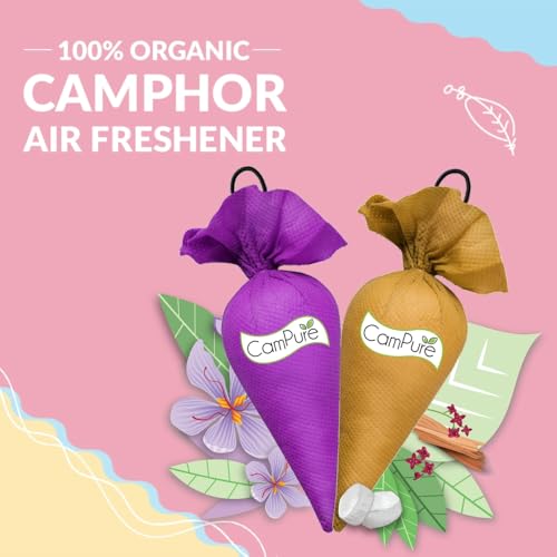 Image of CamPure Camphor Cone (1 Sandalwood + 1 Lavender) Pack Of 2-100% Organic | Air Freshener For Car, Wardrobe, Office Cabin's, Drawers, Travel Bag & Bathroom