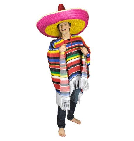 Poncho Mexicain Zarape avec Costume Homme et Femme à Franges Multicolores Cover