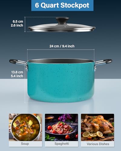 Cook N Home Nonstick Stockpot Turquoise thumbnail 2