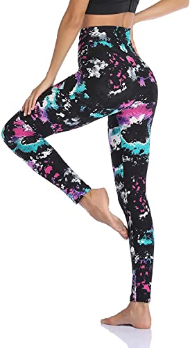 Leggings mit hoher Taille für Damen - volle / Capri-Länge, butterweich, Bauchkontrolle, Muster, Strumpfhose für Yoga, Painting Night, XX-Large Cover