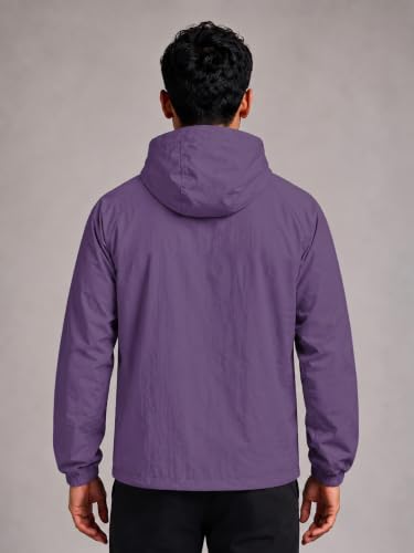 Image of CHKOKKO Windcheater Jacket For Men With Hood UPF 50+ UV Sun Protection | Lightweight Breathable Water-Repellent Windbreaker | Nylon Fabric Outdoor Running Biker Dailywear Jacket