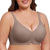 Niwicee Sujetadores sin Aros Mujer Talla Grande Sujetador sin Costuras con Relleno Bralette Suave Comodos Sujetadores Cobertura Completa Camiseta Sostenes Básico(Gris,4XL)