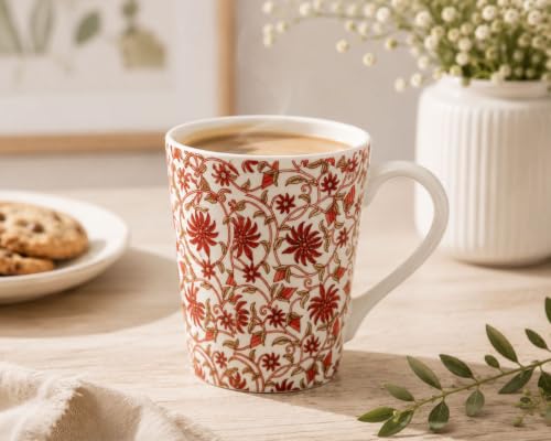 Image of miah decor Ceramic Tea Cups Set of 4-320ml, Decal Handmade Stoneware