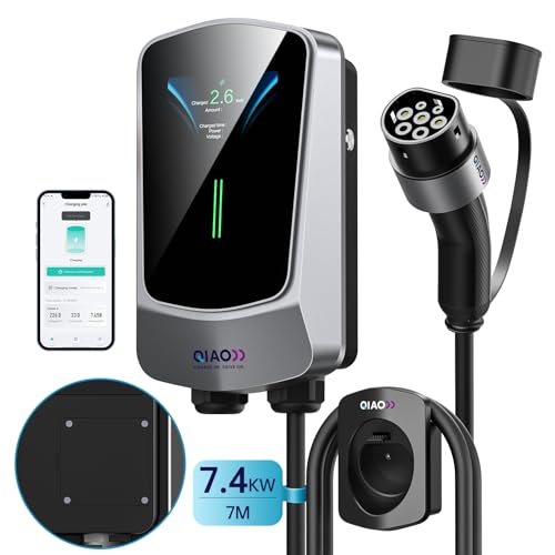 QIAO 7.4kW EV Charger Type 2 with 7M Cable and LCD Screen