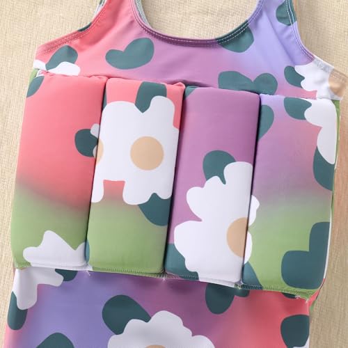 Girls Float Suit Toddler Life Jacket One Piece Cartoon Print Floatie Swimsuit with Detachable Buoyancy Swim Vest3