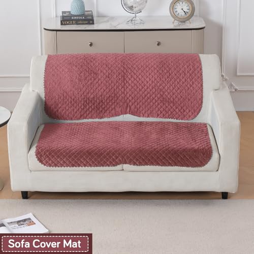 Image of HOKIPO Quilted Sofa Cover for 2 Seater for Seat & Back, 'Quilt Classic' Pink (IN-926-ONION*2)