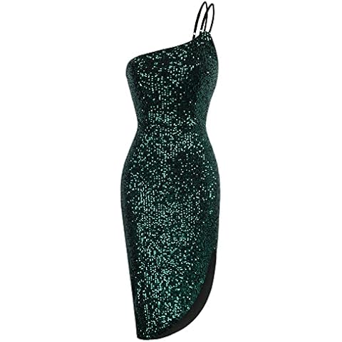 Kate Kasin Women's Sequin Sparkly Glitter Bodycon Dress Pencil Dresses for Cocktail Sequin Sparkly Dress Wedding Dress Dark Green XL Cover