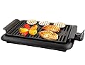 OVENTE Electric Indoor Grill with 15x10 Inch Non-Stick Cooking Surface, 1200W Fast Heat Up Power, Adjustable Temperature, Removable and Dishwasher Safe Grilling Plate and Drip Tray, Black GD1510NLB