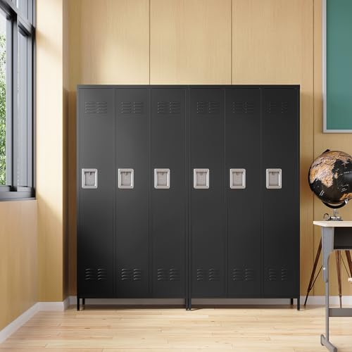 Image of Metal Locker Storage Locker, 72 inch Lockable Lockers for Employees, Home, Office, School, Assemble Required (Black-Big 3 Doors)