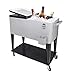 Sharewin - Carrello per ghiaccio, per esterni, terrazza, feste, bar, bibite fredde, carrello con ruote, con ripiano, apribottiglie, colore: argento, Argentato., 80QT