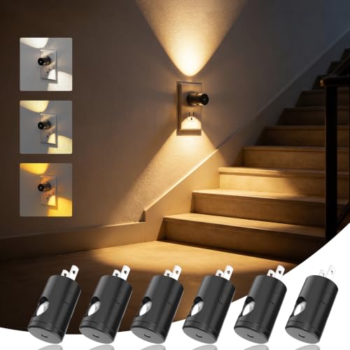 Image of JandCase Night Lights Plug into Wall, 6 Pack Mini Lens Night Light | 3CCT Color Temperature, 180 Rotatable Night-Lights, Dimmable Nightlight Plug in, Light Sensor, Bathroom Hallway Room Decor