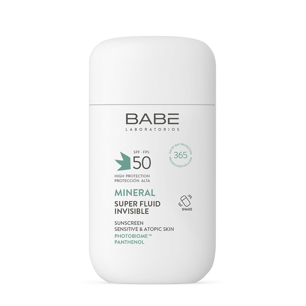 Laboratorios Babé - SUPER FLUID MINERAL SPF 50 | Mineralny filtr przeciwsłoneczny o szerokim spektrum | Idealny dla wrażliwej i atopowej skóry | Zaawansowana ochrona przed UVA i UVB | Lekka tekstura