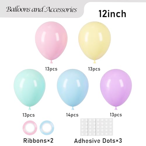 Image of Voircoloria Pastel Balloons, 66pack 12inch Macaron Latex Party Balloons for Graduation, Easter, Wedding, Birthday, Bridal Shower, Rainbow Party, Baby Shower, Anniversary Party Decorations