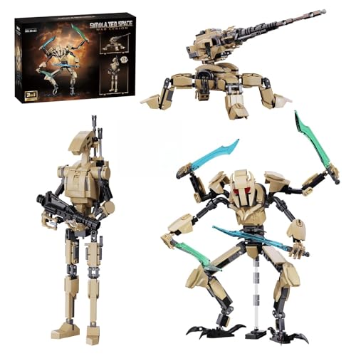 JYLWSMHU 3-in-1 Space War Cyborg General Building Block Set Sci-Fi Mecha Action Figure for Adults & Teens Space Legion Trooper & Defense Turret Model Kit Desk Decor Display Gift
