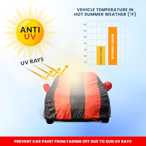 Image of Autofact Car Body Cover for Kia Syros, Triple-Stitched, Windproof with Buckle Belt, Elastic Hem, UV Protection, Scratchproof & Dustproof, Soft Feather-Like Fabric for All-Weather Protection