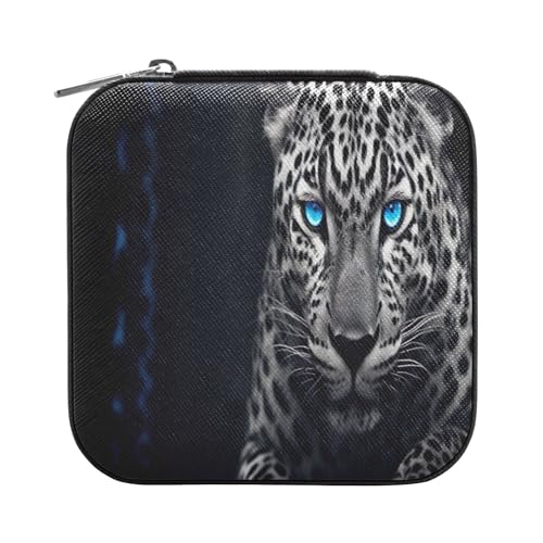 Sevdomey Leopard Jewelry Box PU Leather for Women Girls, Velvet Lined Travel Portable Jewelry Storage Case for Rings, Earrings, Necklaces, Bracelets