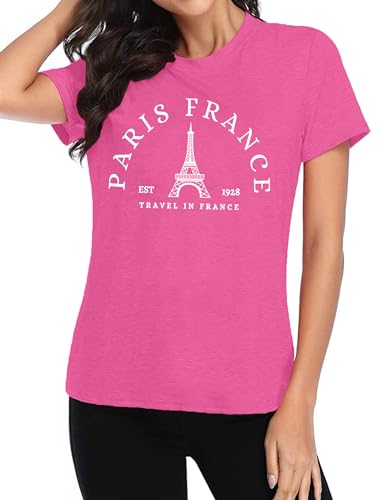 Image of Paris France Shirt Women Eiffel Tower T Shirt Travel in France Tshirts Vacation Tees Paris Tops