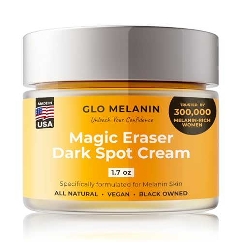 Glo Melanin Magic Eraser Dark Spot Cream for Face, Body & Sensitive Areas - inner thighs remover Made in USA - Faded Cream for Black Spots 1.7 Oz