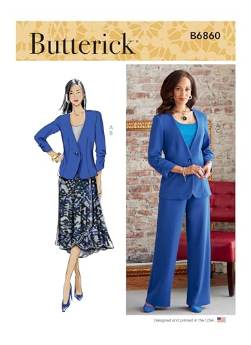 Butterick B6860RR Misses' Jacket, Skirt and Pants Sewing Pattern Kit, Code B6860, Sizes 18W-20W-22W-24W