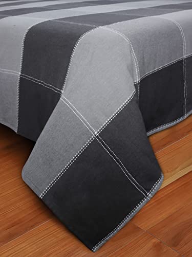 Image of AIRWILL, 200GSM Handloom Cotton Double Bedsheet with 2 Pillow Covers (4-Way Black)
