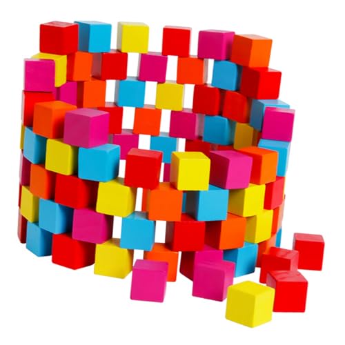 Cubes colorés bois VICASKY jeu de construction éducatif de 100 pièces pour l'éveil