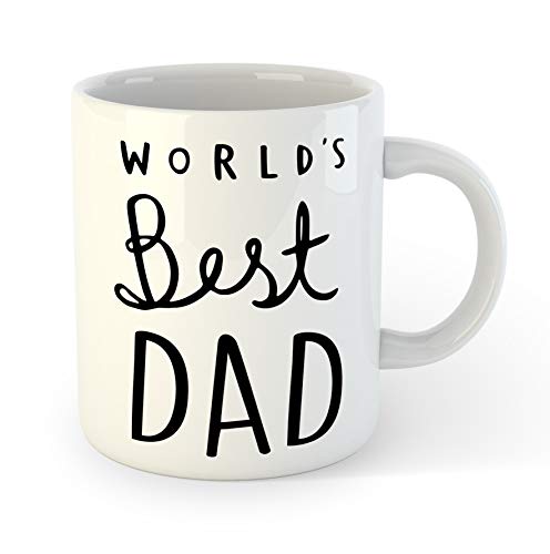 Goldene Tasse mit Aufschrift "Worlds Best Dad" – tolles Vatertag – Geburtstagsgeschenk – lustige lustige Witz-Kaffeetasse (weiß)