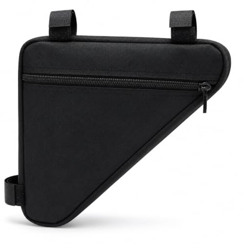 Image of Trevixor Black Bike Bag, Triangle Bike Frame Bag with Zipped Pocket and Hook-and-Loop Straps, 20 x 20 x 28 cm Bicycle Bag for Cycling, Commuting and Travel