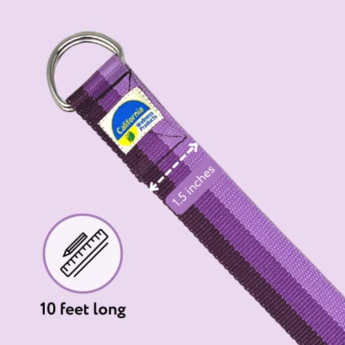 California Wellness Products Yoga Strap (10Ft X 1.5In) - Yoga Belt With Extra Safe Adjustable D-Ring Buckle For Pilates, Gym Workouts, Physical Therapy, Improves Sitting Posture For Women & Men #TOP3