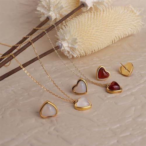 Sonateomber Gold Carnelian Crystal Heart Stud Earrings for Women, Valentine Dainty Cute Love Hypoallergenic Earing Wedding Prom Jewelry Gift.4