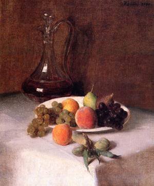 Peinture à l'huile Henri Fantin-Latour table de fruits tableau nature morte 30 x 40 pouces