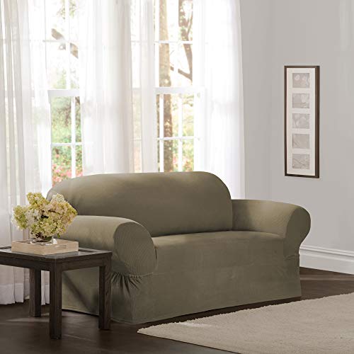 Maytex Collin Stretch 1-Piece Loveseat Furniture Cover / Slipcover, Moss