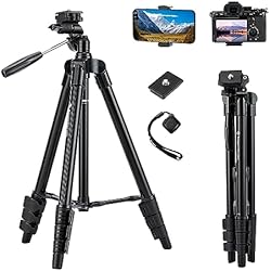 Tripode Para Maquina De Fotos Fotopro Cámara Trípode, 120cm Ligero Tripod de Aluminio, Tripode Movil con Remoto Bluetooth, Tripode Portátil con Cabeza de 3 Vías para iPhone, DSLR Canon, Nikon, Sony