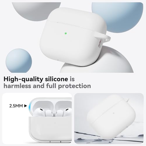 Image of Ljusmicker for AirPods Pro 3 Case 2025 with Cleaner Kit,White | Soft Silicone Protective Cover for Apple AirPod Pro 3rd Generation Case with Keychain for Women Men,Shockproof