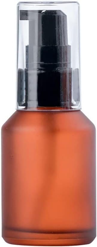 WinldMonmo Brown 30ml Frosted Glass Pump Bottles, Empty Refillable Cream Lotion Bottles, Toiletries Liquid Container, Travel Sample Bottles with Cap for Cosmetic Makeup