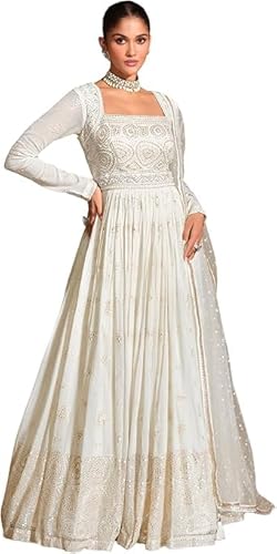 Women's Georgette Embroidery Anarkali Suit Set Indian Pakistani Wedding Ethnic