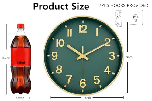 Image of Wall Clocks Battery Operated, 12 Inch Non Ticking Digital Wall Clock, Silent Analog Clock for Bedroom Living Room Kitchen Office Gym Classroom Decor, Large Number Clocks for Seniors Elderly