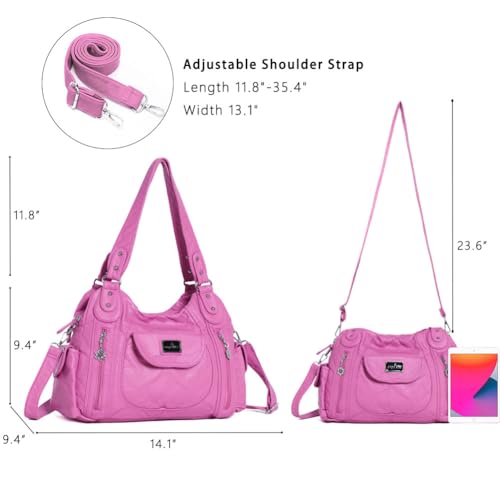 Image of Angel Kiss Purses for Women, Large Shoulder Bag Hobo Tote Purse Mutipocket Faux Leather Satchel Hobo Purse