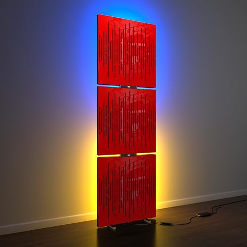 �����p�l�� WAVE 3�Z�b�g | ���o�C��LED�z���X�^���h (RGB���C�g�t���t���A�X�^���h) | �z���E�g�U | �T�C�Y: 150x50x5cm | HDF�v���[�g�̐F: ���b�h�v���X�`�b�N