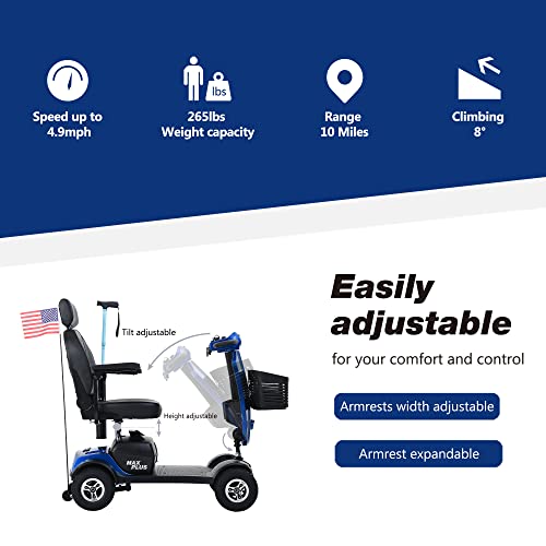 Electric Powered Mobility Scooters for Seniors Adults 300lbs Max Weight, 4 Wheel Folding Mobility Wheelchair for Travel - Long Range Power Extended Battery w/Charger and Basket