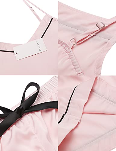Ekouaer Lounge Set Women's Silk Soft Sleepwear Two Piece Pajamas Satin Cami Shorts Pj Set Bride Bachelorette Gifts (Pink,L) #TOP5