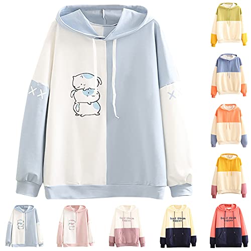 Sudadera Mujer con Abrigo Casual de Women Sudadera con Color Block Capucha Mujer Sweatshirt Manga Larga Abrigo Deporte para Primavera Otoño Casual Correr Fitness Ropa Lindo Estilo 2024