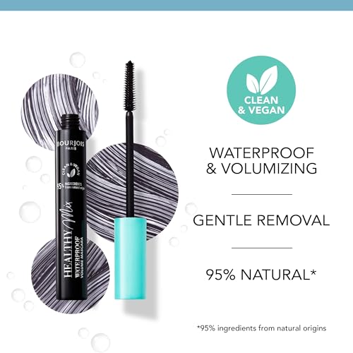 Bourjois Healthy Mix Clean Mascara Waterproof, 001 Black, Formula Avvolgente E Volumizzante,Vegan, A Lunga Durata, Con Burro Di Karité E Olio Di Jojoba.Testato Oftalmologicamente 10 Ml - 4
