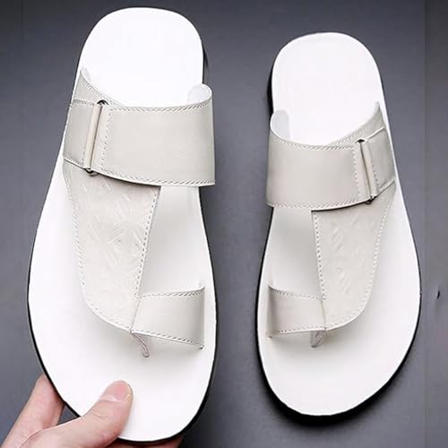 Men's Leather Thong Sandals Open Toe Indoor Outdoor Beach Flip Flops Slip-On Casual Slippers4